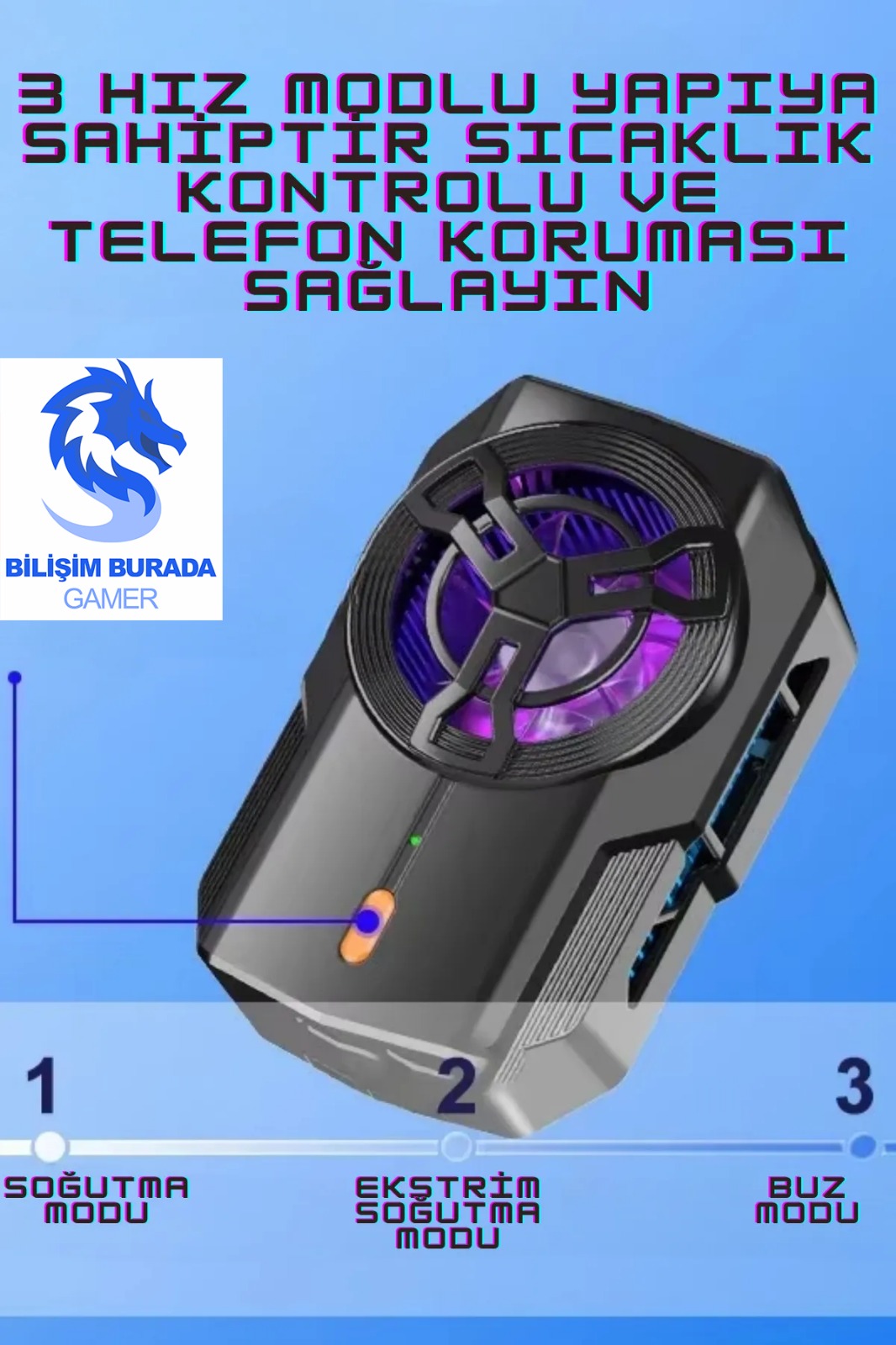 Bilişim Burada S17 2400mAh Yarı İletken Mobil Oyun Kablosuz Telefon Soğutucu Fan